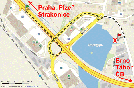 Příjezdové trasy do Písku