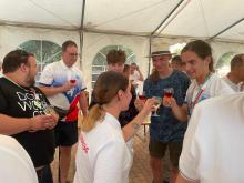 Během banketu si český tým připíjel hlavně limonádou.